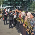 Kegiatan upacara Hari Sumpah Pemuda (HSP) ke-96 tahun 2024, di Halaman Parkir Gelora Kadrie Oening Sempaja, Kota Samarinda, Kalimantan Timur (Kaltim) pada Senin (28/10/2024).