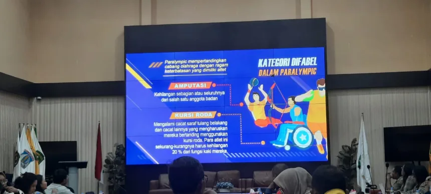 Kegiatan konferensi pers terkait raihan prestasi kontingen Kaltim di ajang Peparnas 2024 Solo, di Diskominfo Kaltim, Kota Samarinda, pada Jumat (26/10/2024).