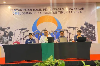 Kepala Keasistenan Penerimaan dan Verifikasi Laporan Ombudsman RI Kaltim, Frederikus Denny C, menyampaikan hasil laporan Ombudsman di Kaltim.