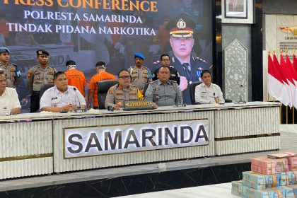 Polresta Samarinda Menggelar Konfrensi Pers Tindak Pidana Narkotika.