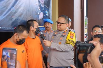 Polresta Samarinda Saat Menggelar Konfrensi Pres Terkait Pencurian AC Outdoor.