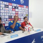 Pelatih Barito Putera, Vitor Tinoco saat di ruang konferensi pers usai pertandingan melawan Borneo FC Samarinda.