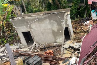 Kondisi tanah longsor di Desa Batuah, Kukar.